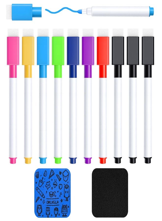 OWLKELA 10 Pcs Magnetic Dry Erase Markers with Eraser, Fine Tip Whiteboard Markers, Low Odor Dry Erase Set, 8 Color White Board Markers for Office, Home, Classroom - Image 1