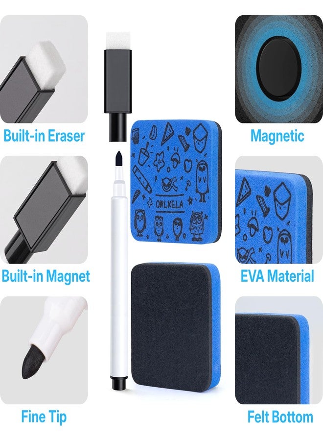 OWLKELA 10 Pcs Magnetic Dry Erase Markers with Eraser, Fine Tip Whiteboard Markers, Low Odor Dry Erase Set, 8 Color White Board Markers for Office, Home, Classroom - Image 3