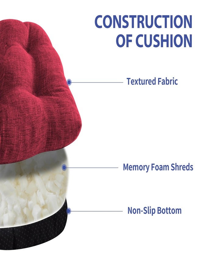 IPYNBAP Chair Cushions for Dining Chairs Set of 2, Kitchen Chair Cushions, Chair Pads with Ties and Non Slip Backing, Tufted Memory Foam Seat Cushion 2 Pack, 15.5" x 15.5" x 4", Red - Image 2