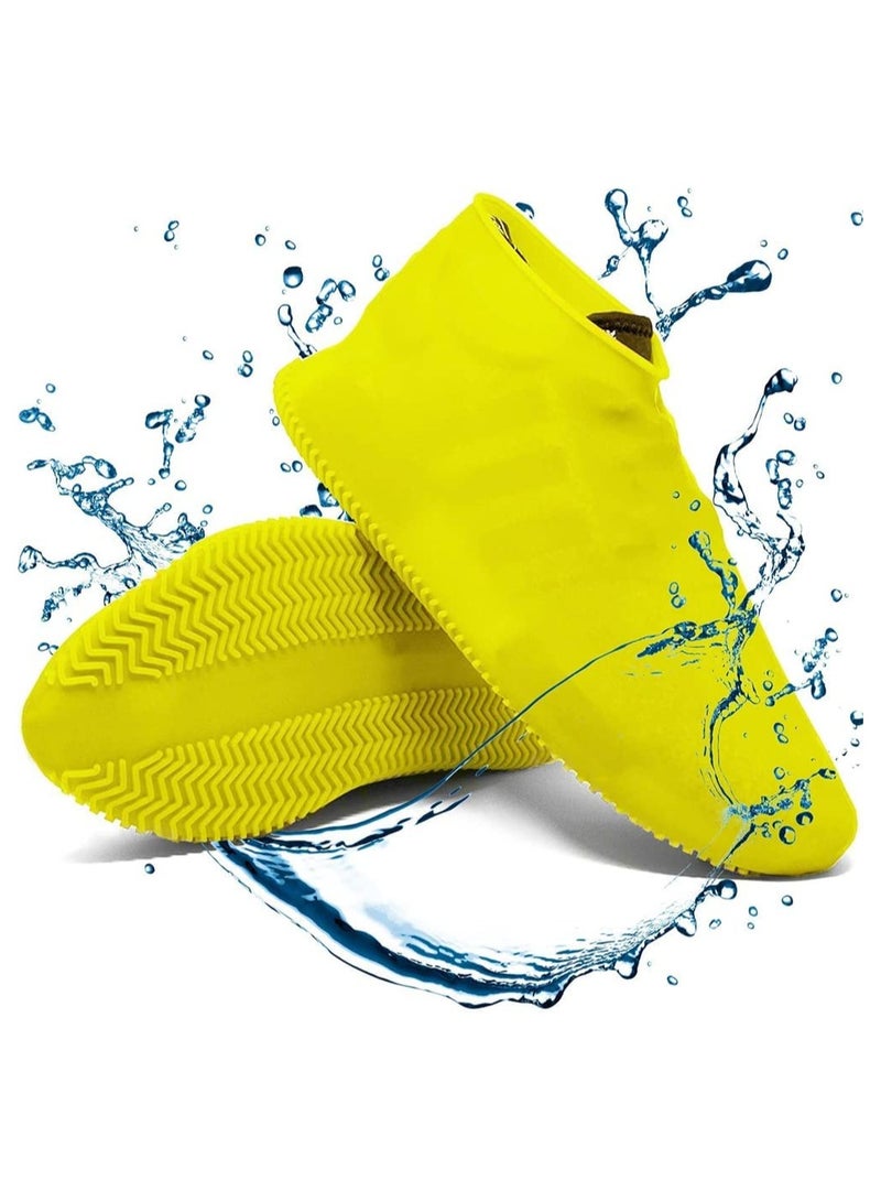 Waterproof Silicone Shoe Cover, Reusable Non Slip Rubber Rain Shoe Cover, Unisex Shoe Protectors Outdoor with Non-Slip Sole for Rainy, Snowy, Outdoor Protection, 1 Pair, Yellow - Image 5