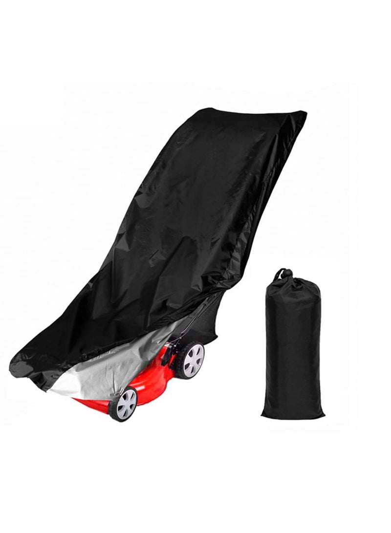SYOSI Lawn Mower Cover, Premium Waterproof Push Mower Cover, UV Protection Snow Rain Wind Dust Water Birds,Universal Size with Drawstring,Storage Bag and Buckle (Black) (74* 39*25in) - Image 1