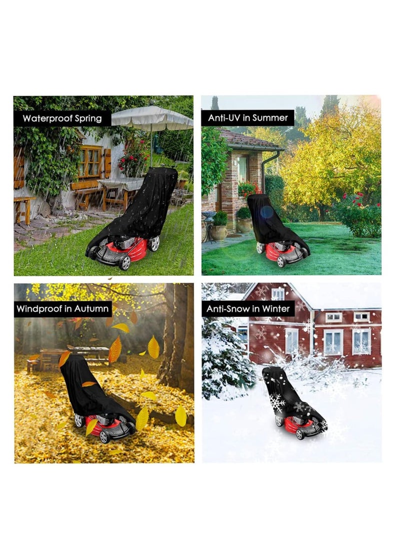 SYOSI Lawn Mower Cover, Premium Waterproof Push Mower Cover, UV Protection Snow Rain Wind Dust Water Birds,Universal Size with Drawstring,Storage Bag and Buckle (Black) (74* 39*25in) - Image 3