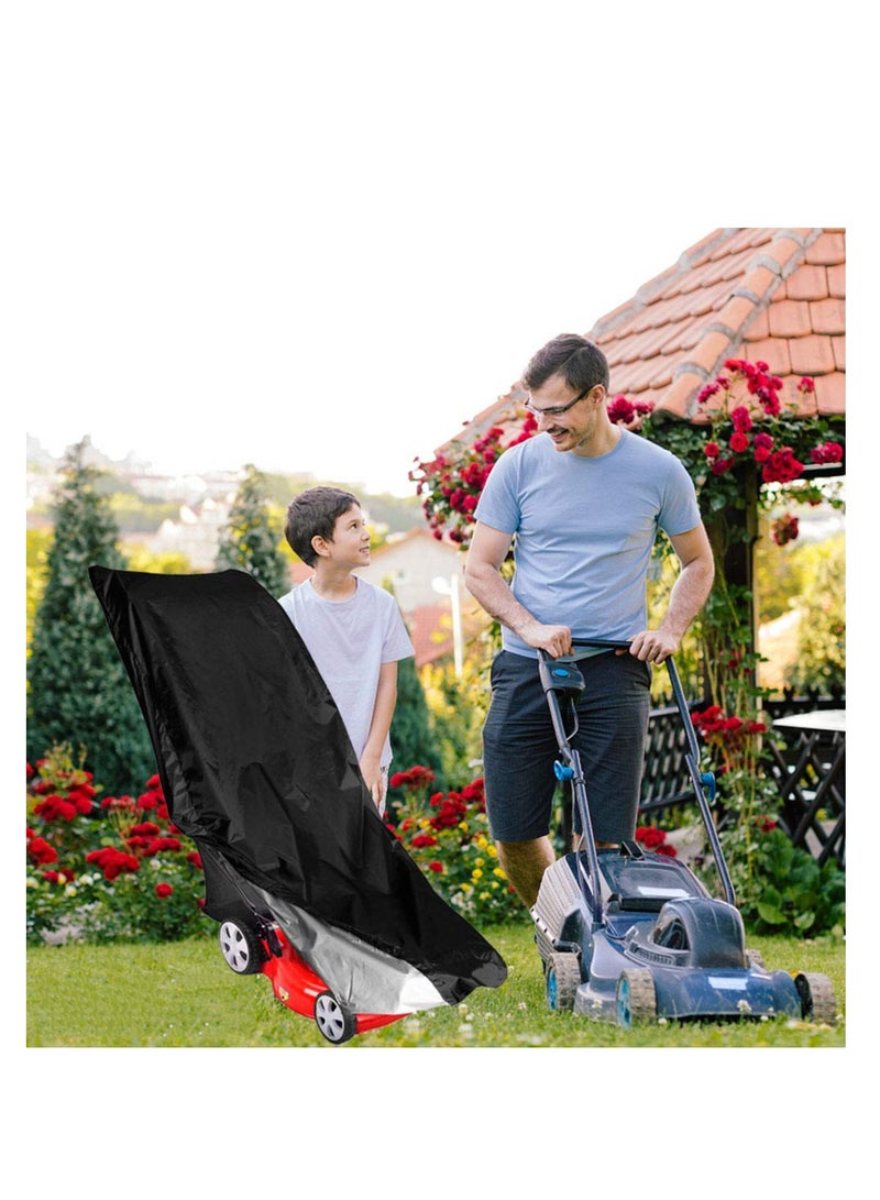 SYOSI Lawn Mower Cover, Premium Waterproof Push Mower Cover, UV Protection Snow Rain Wind Dust Water Birds,Universal Size with Drawstring,Storage Bag and Buckle (Black) (74* 39*25in) - Image 4