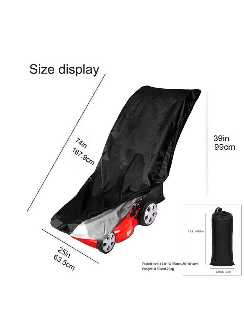 SYOSI Lawn Mower Cover, Premium Waterproof Push Mower Cover, UV Protection Snow Rain Wind Dust Water Birds,Universal Size with Drawstring,Storage Bag and Buckle (Black) (74* 39*25in) - Image 2