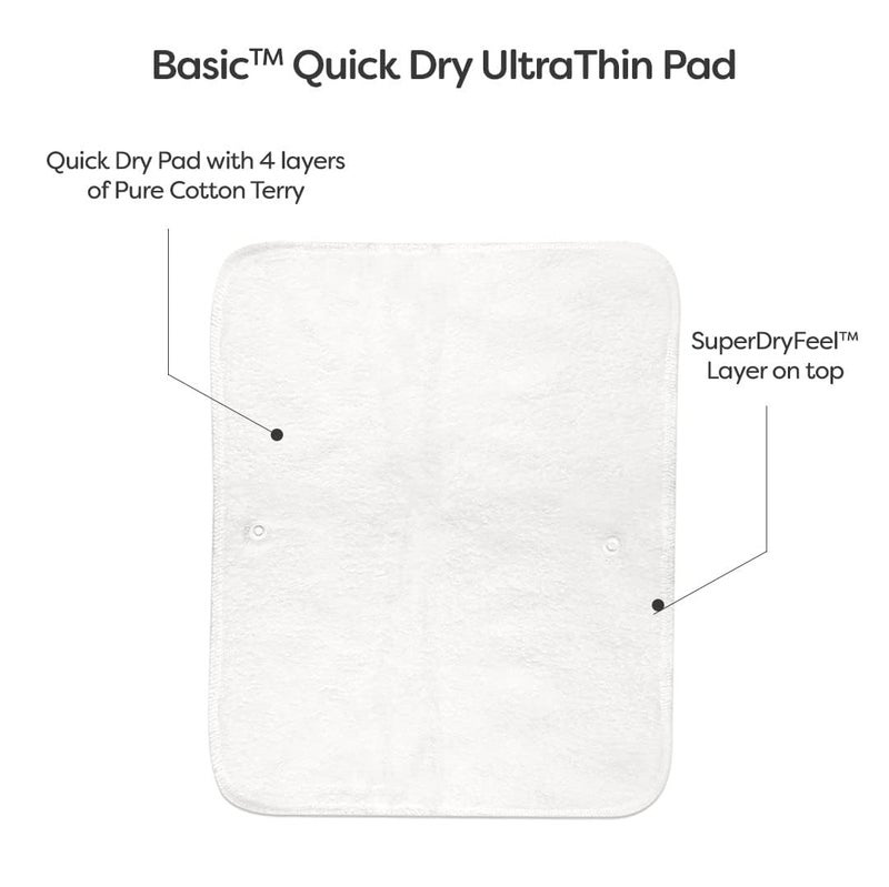 Superbottoms Unisex Basic Quick Dry Ultrathin Pads|New & Improved Insert|4 Layer Cotton Padding, Lasts Up To 3Hrs|Trim Fitting|Foldable Style Pads For Freesize Cloth Diaper-Pack Of 6 White - Image 4