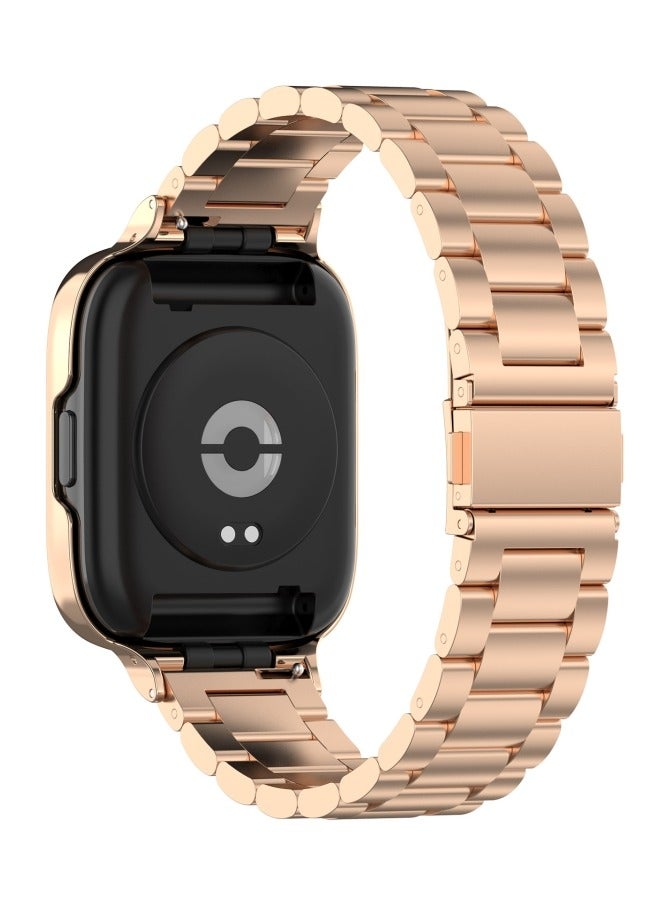 Three-bead Metal Watch Band with Watch Frame For Redmi Watch 3 2 in 1 (Rose Gold) - Image 4