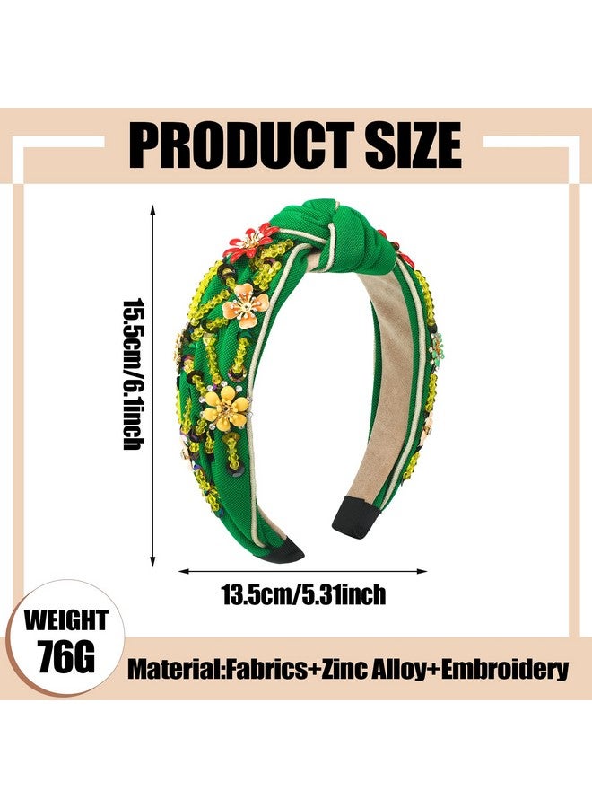 Giegxin 3 Pieces Rhinestone Crystal Wide Headbands Embellished Beaded Jeweled Headband For Women Handmade Knot Vintage Women Headband Wide Hairbands Hair Hoops For Women Girls Hair Accessories 3 Colors - Image 3