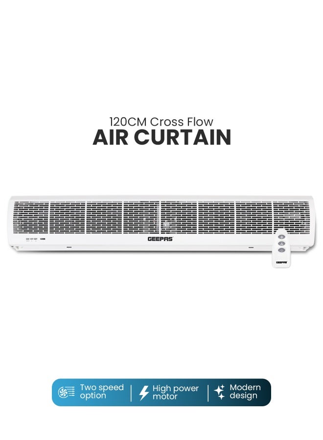 GEEPAS Commercial Indoor Air Curtain Two Speed Setting With Remote Control | Low Noise |  Spray Coating | Rust Proof | Low Maintenance 120 W GCT1213CFM White - Image 1