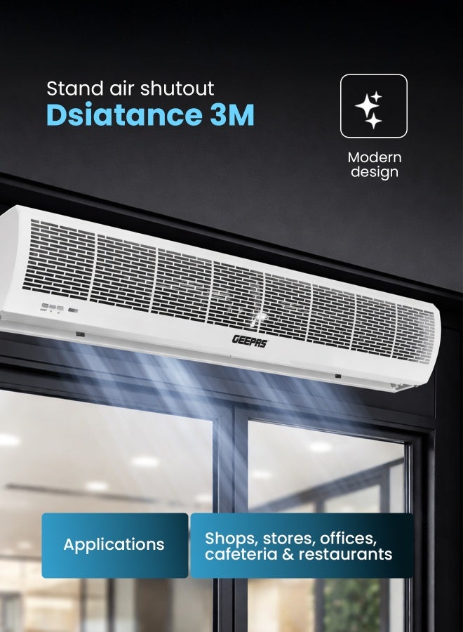 GEEPAS Commercial Indoor Air Curtain Two Speed Setting With Remote Control | Low Noise |  Spray Coating | Rust Proof | Low Maintenance 120 W GCT1213CFM White - Image 3