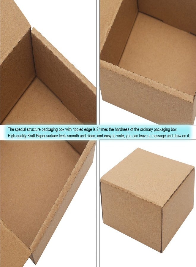 YOUNGKEE 10 Pack Small Shipping Boxes 4x4x2'' (Inner Size) Corrugated Small Cardboard Boxes for Shipping, Recyclable Packaging Boxes for Business, Mailer, Gift Packing, Crafts Packing, Jewelry Boxes, Brown - Image 3