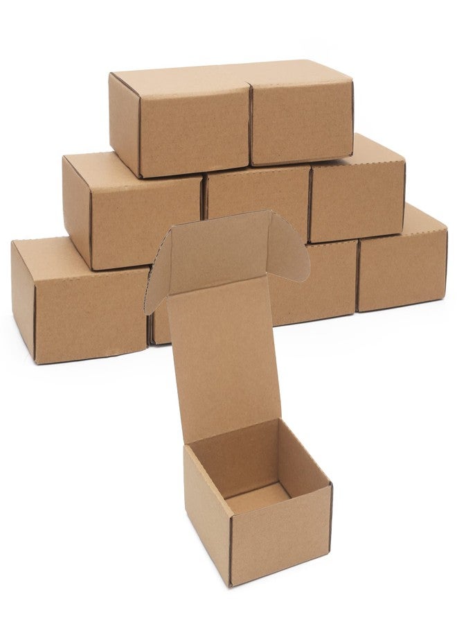 YOUNGKEE 10 Pack Small Shipping Boxes 4x4x2'' (Inner Size) Corrugated Small Cardboard Boxes for Shipping, Recyclable Packaging Boxes for Business, Mailer, Gift Packing, Crafts Packing, Jewelry Boxes, Brown - Image 1