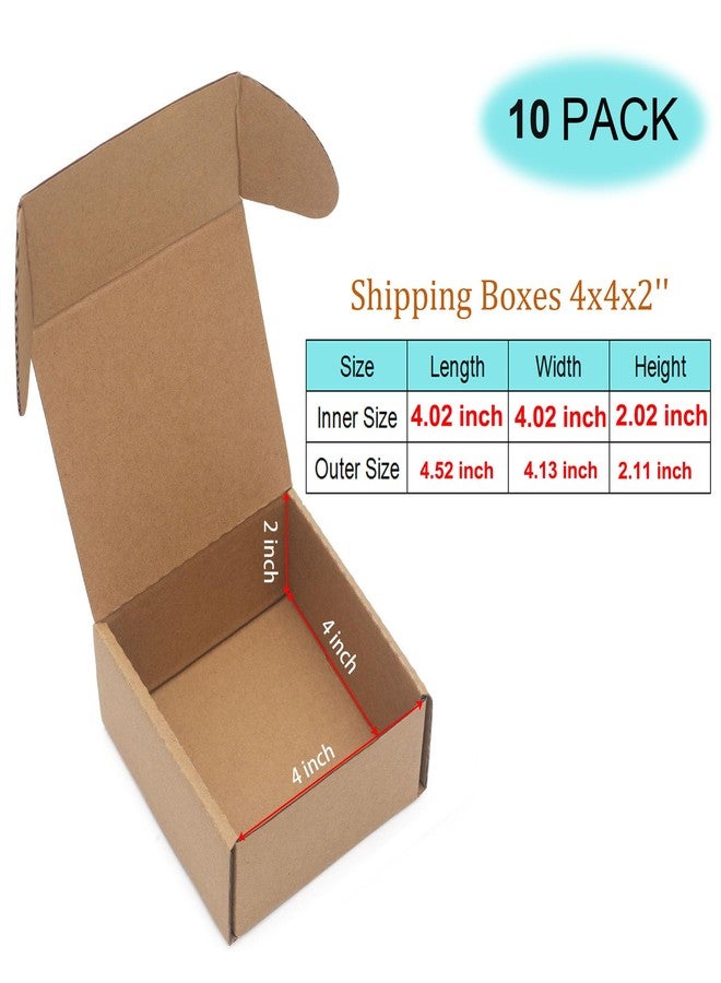 YOUNGKEE 10 Pack Small Shipping Boxes 4x4x2'' (Inner Size) Corrugated Small Cardboard Boxes for Shipping, Recyclable Packaging Boxes for Business, Mailer, Gift Packing, Crafts Packing, Jewelry Boxes, Brown - Image 2