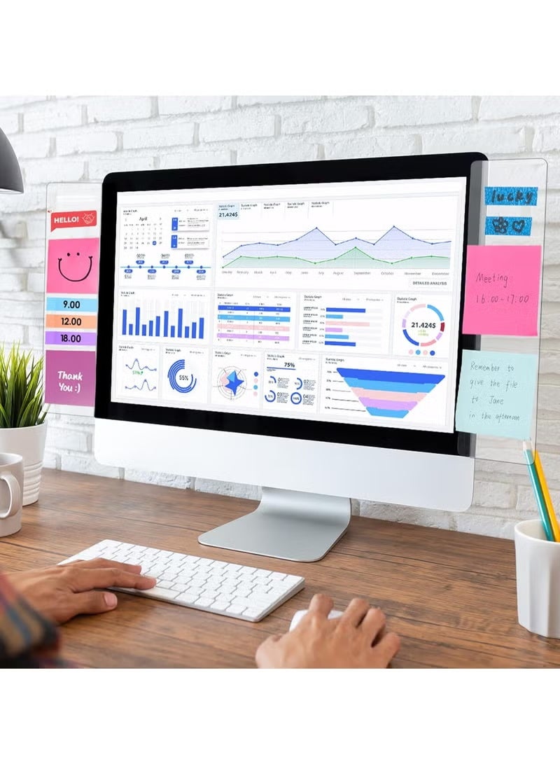 Office Desk Accessories 2pcs Computer Monitor Memo Board Computer Message Board Office Supplies for Women Men Computer Sticky Note Holder Home Office Accessories Office Desktop Message Office Decor - Image 3