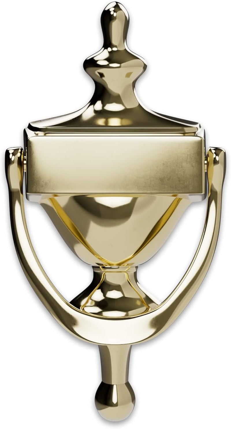 HARDWARE ESSENTIALS 852393 Bright Brass Door Knocker, 7-Inch - Image 1