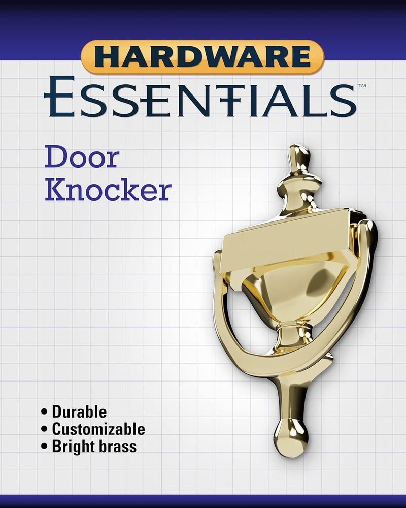 HARDWARE ESSENTIALS 852393 Bright Brass Door Knocker, 7-Inch - Image 3