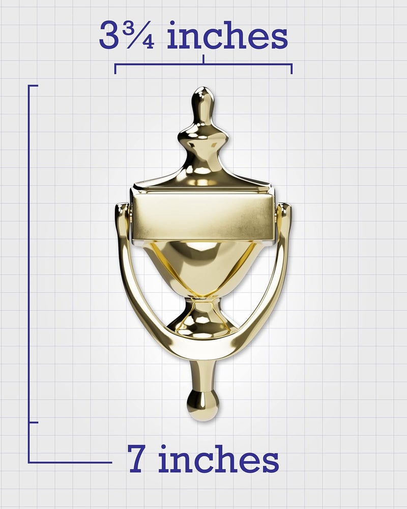 HARDWARE ESSENTIALS 852393 Bright Brass Door Knocker, 7-Inch - Image 4