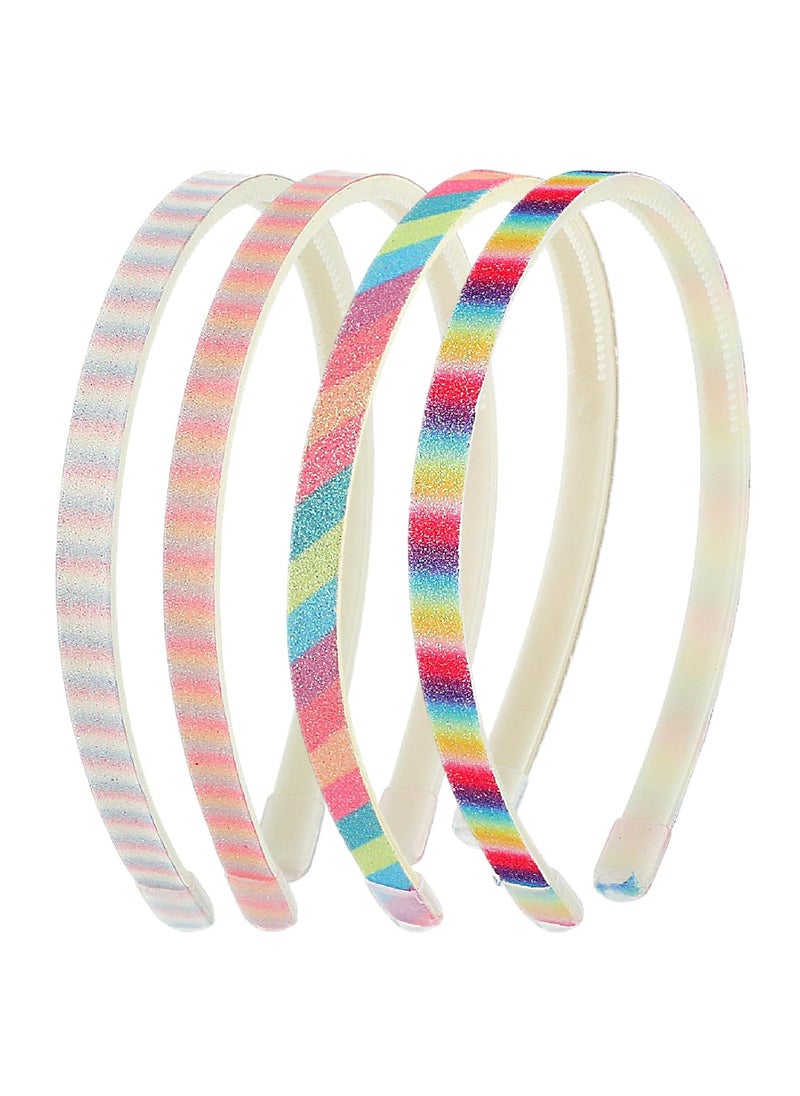 WLLHYF - WLLHYF Glitter Headband, 4pcs Plastic Sparkly Cute Non Slip Chunky Hairbands, Thick Bling Confetti Rainbow Hair Bands with Teeth, Little Girls Colorful Hair Accessories - Image 1