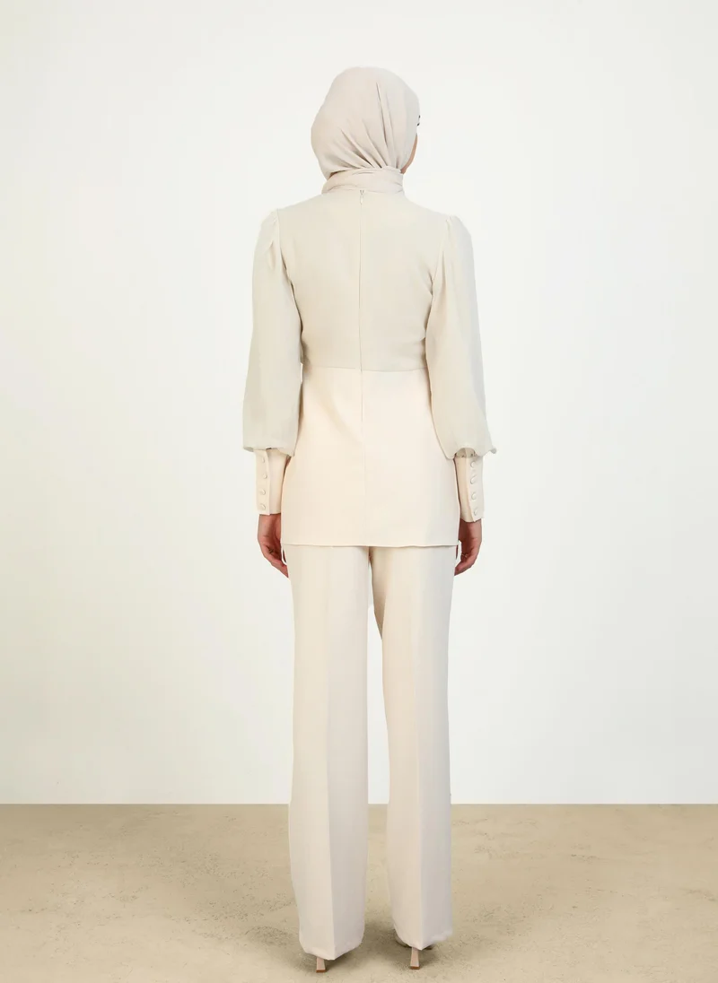 Refka by modanisa Cream - Evening Suit - Refka