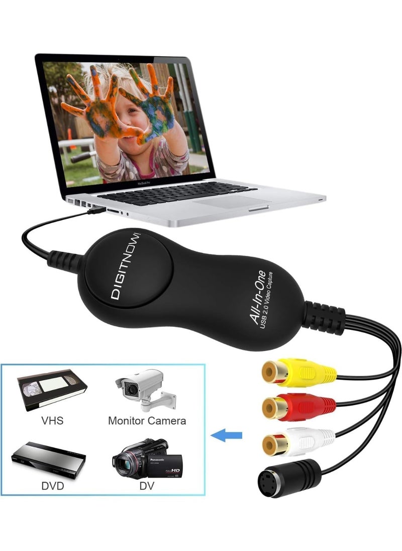 ماركة غير محددة - جهاز التقاط فيديو USB 2.0، محول VHS إلى رقمي، محول VHS VCR TV إلى DVD متوافق مع MAC/PC/TV/كاميرا الفيديو، متوافق مع MAC OS وWindows - Image 1