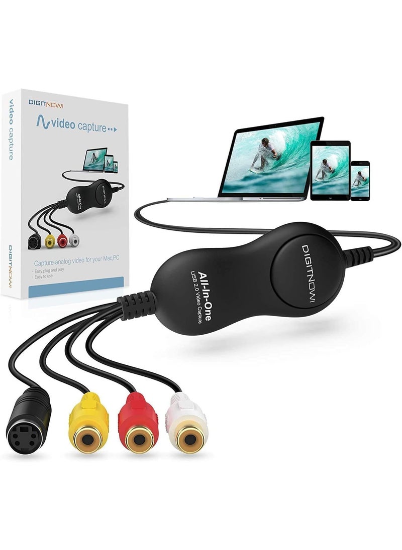 ماركة غير محددة - جهاز التقاط فيديو USB 2.0، محول VHS إلى رقمي، محول VHS VCR TV إلى DVD متوافق مع MAC/PC/TV/كاميرا الفيديو، متوافق مع MAC OS وWindows - Image 1