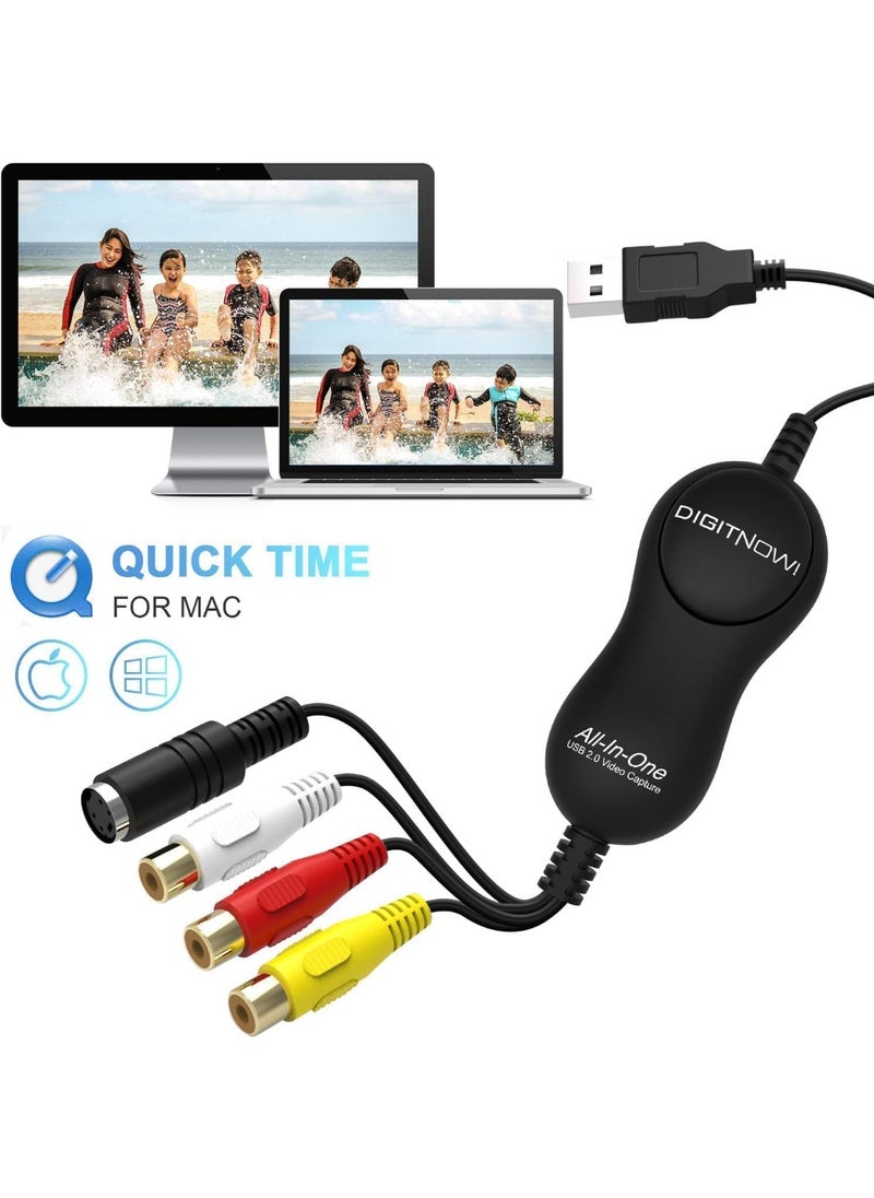 ماركة غير محددة - جهاز التقاط فيديو USB 2.0، محول VHS إلى رقمي، محول VHS VCR TV إلى DVD متوافق مع MAC/PC/TV/كاميرا الفيديو، متوافق مع MAC OS وWindows - Image 1