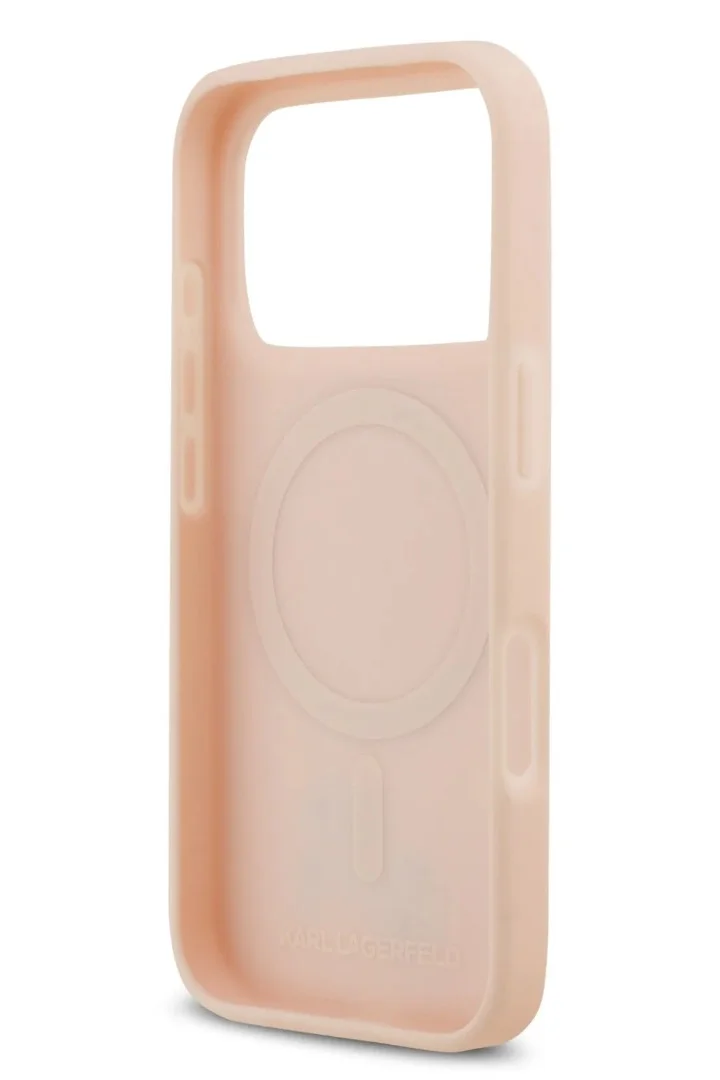 Karl Lagerfeld iPhone 17 Pro MagSafe Case / PU Leather Case With Karl & Choupette Head Pins - Pink