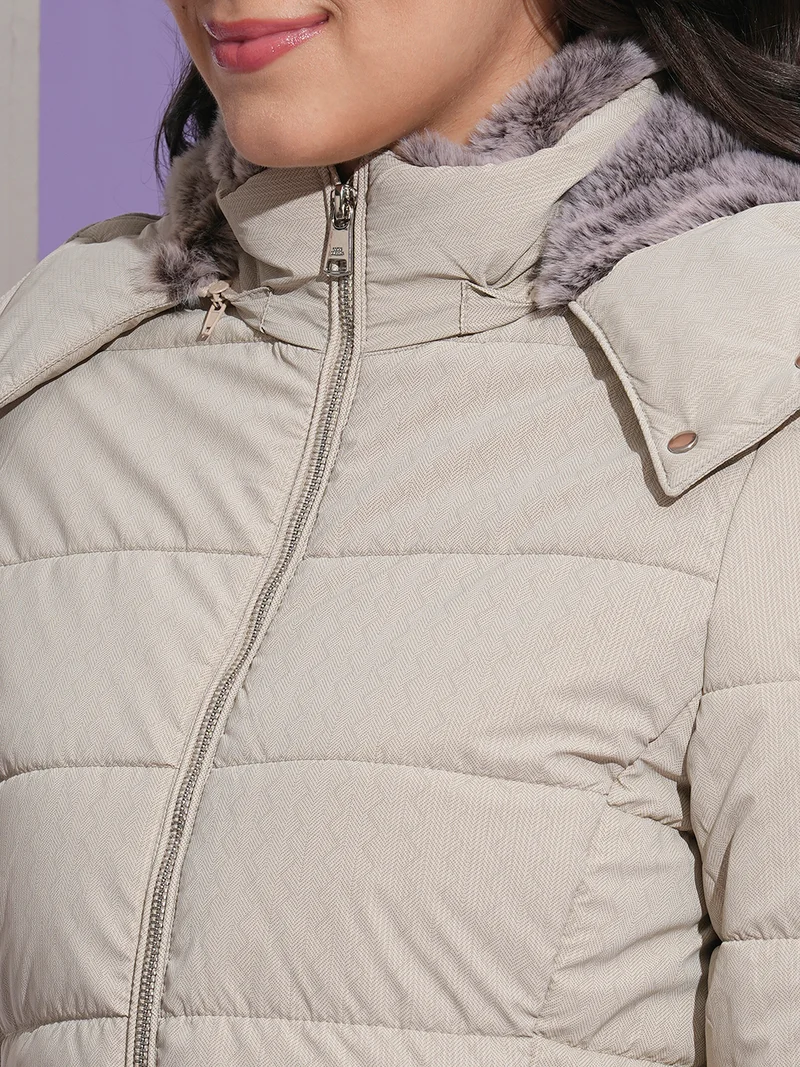جلو باص Women Mock Neck Front Pockets Winter Wear Insulator Puffer Jacket With Detachable Hood