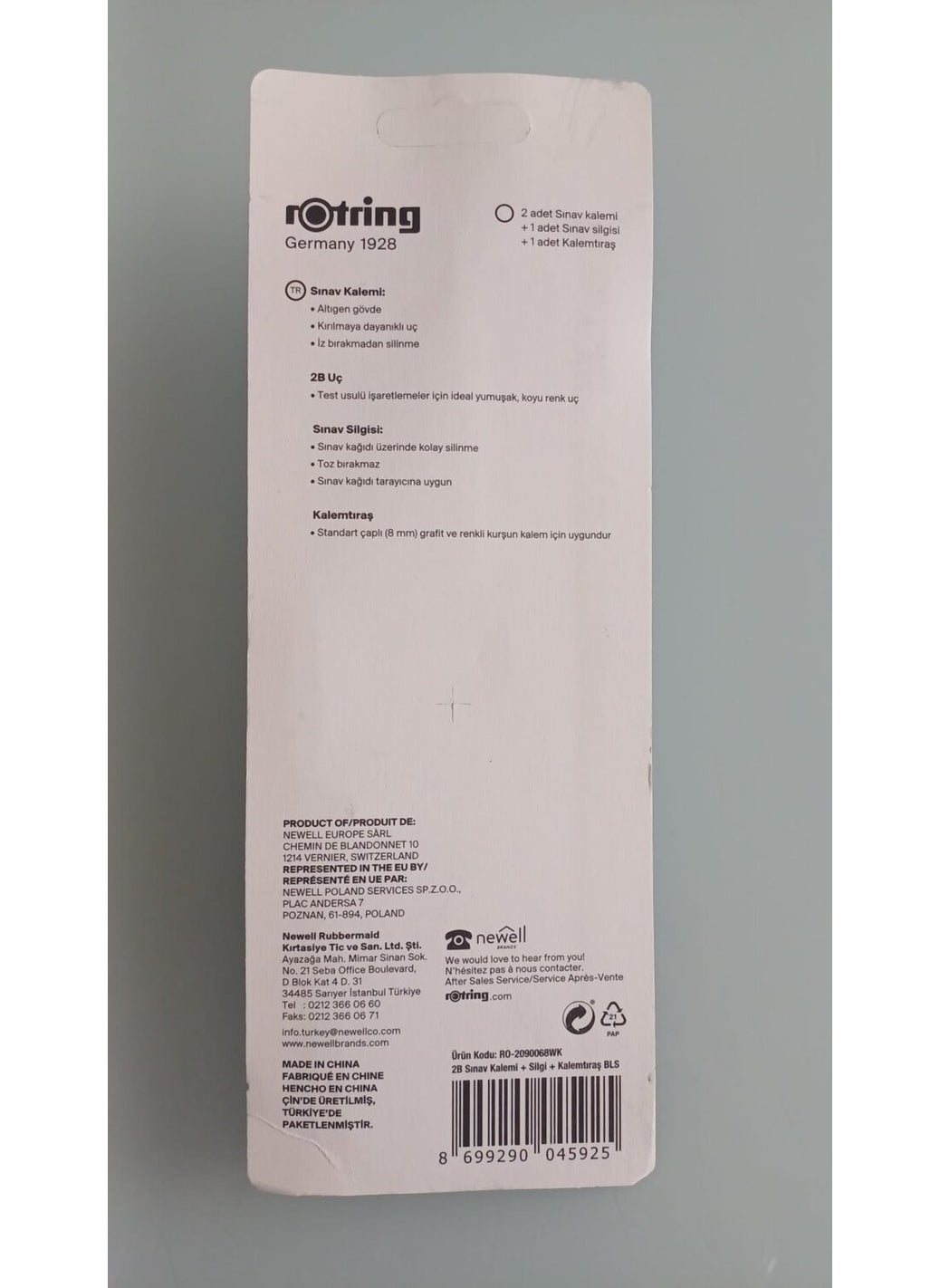 Rotring - 2-pack 2B Exam Pencil Eraser Sharpener Exam Set - Image 1
