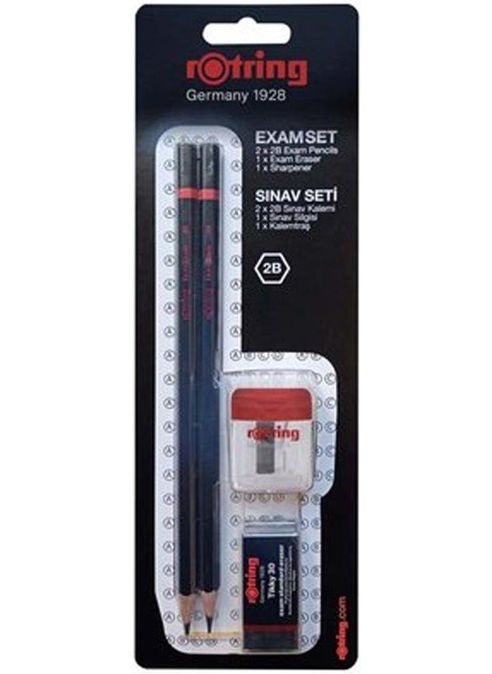 Rotring - 2-pack 2B Exam Pencil Eraser Sharpener Exam Set - Image 1