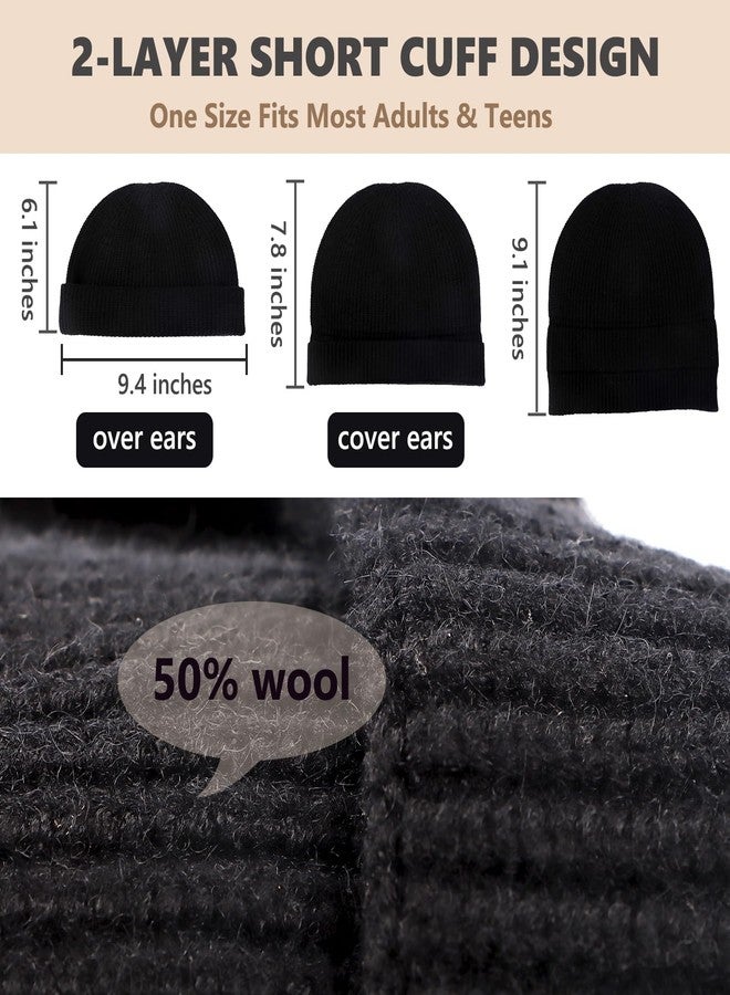 هيموسويس قبعات صوفية قصيرة رفيعة للرجال من هيموسويس، قبعات صوفية سوداء للرجال والنساء - Image 3