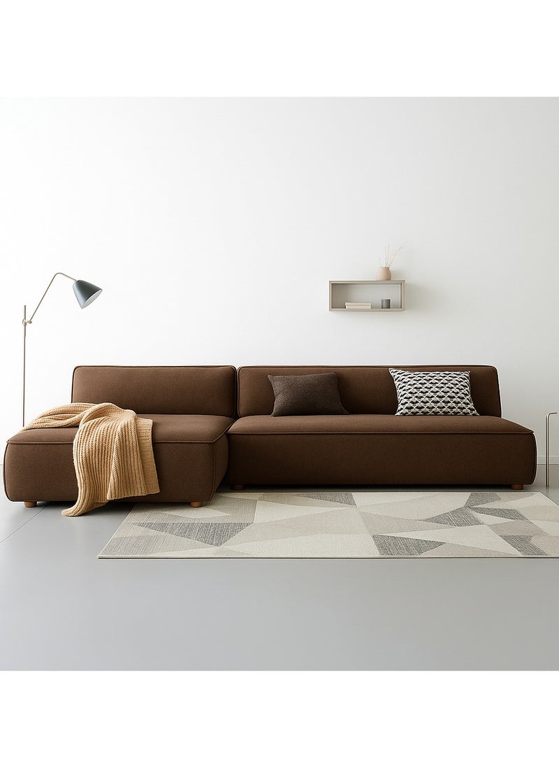 KARNAK Karnak Chelsea 3-Seater Luxury L-Shape Velvet Sofa with Free Pillows - Brown  - Image 1
