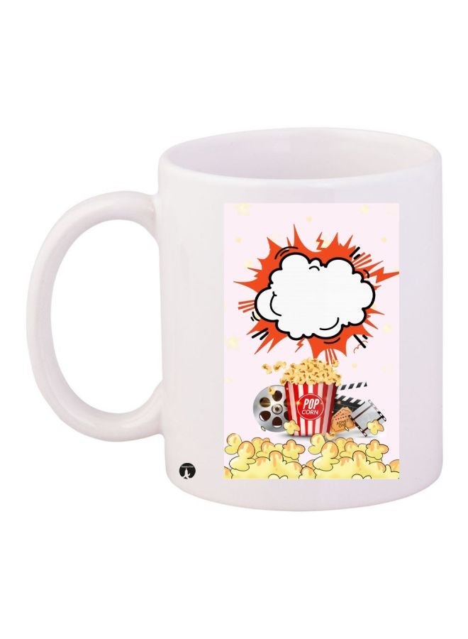RYN Popcorn Printed Coffee Mug White/Red/Yellow 11ounce