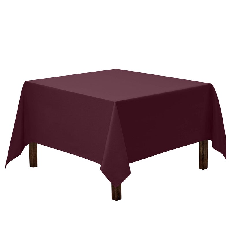Gee Di Moda Square Tablecloth - 52 x 52 Inch Eggplant Table Cloth for Small Square or Round Tables - Heavy Duty Washable Fabric - for Buffet Table  Holiday Party  Dinner  Wedding & Baby Shower - Image 1