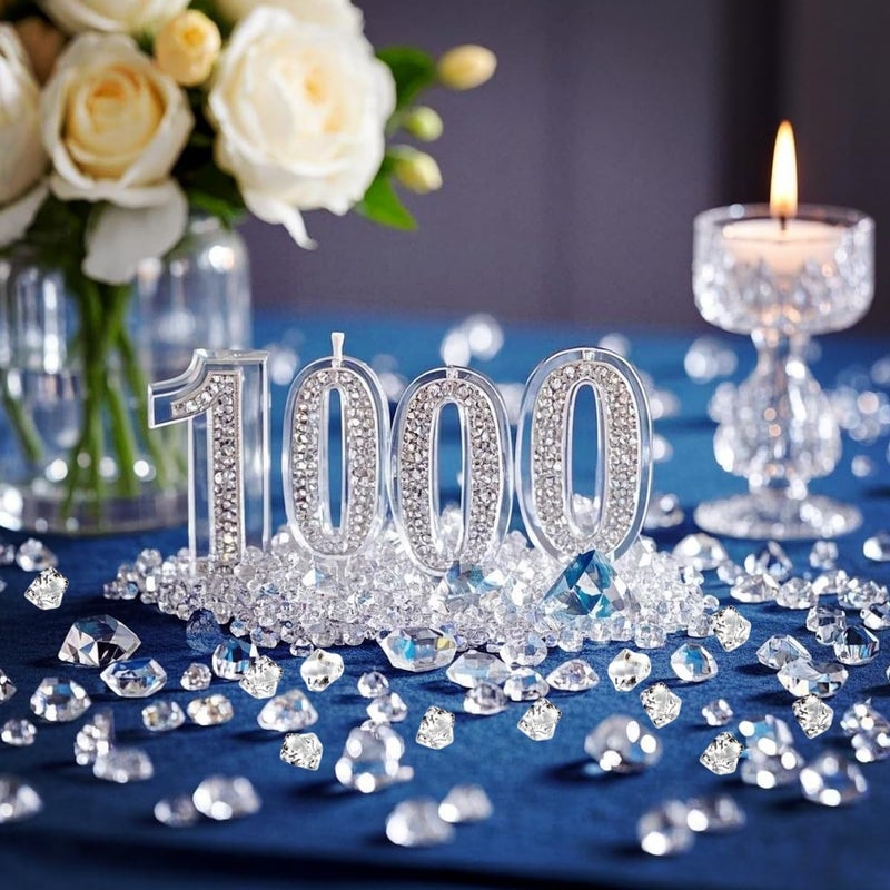 ARZASGO 1000PCS Clear Acrylic Gem Stones - 2/4 Inch Fake Diamond Ice Cubes Crystals for Vase Fillers, Table Scatter, Birthday Party Favor, Wedding Decoration, Arts Crafts - Image 2