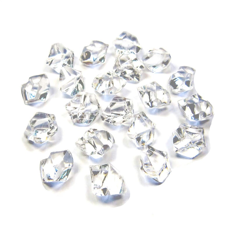 ARZASGO 1000PCS Clear Acrylic Gem Stones - 2/4 Inch Fake Diamond Ice Cubes Crystals for Vase Fillers, Table Scatter, Birthday Party Favor, Wedding Decoration, Arts Crafts - Image 1