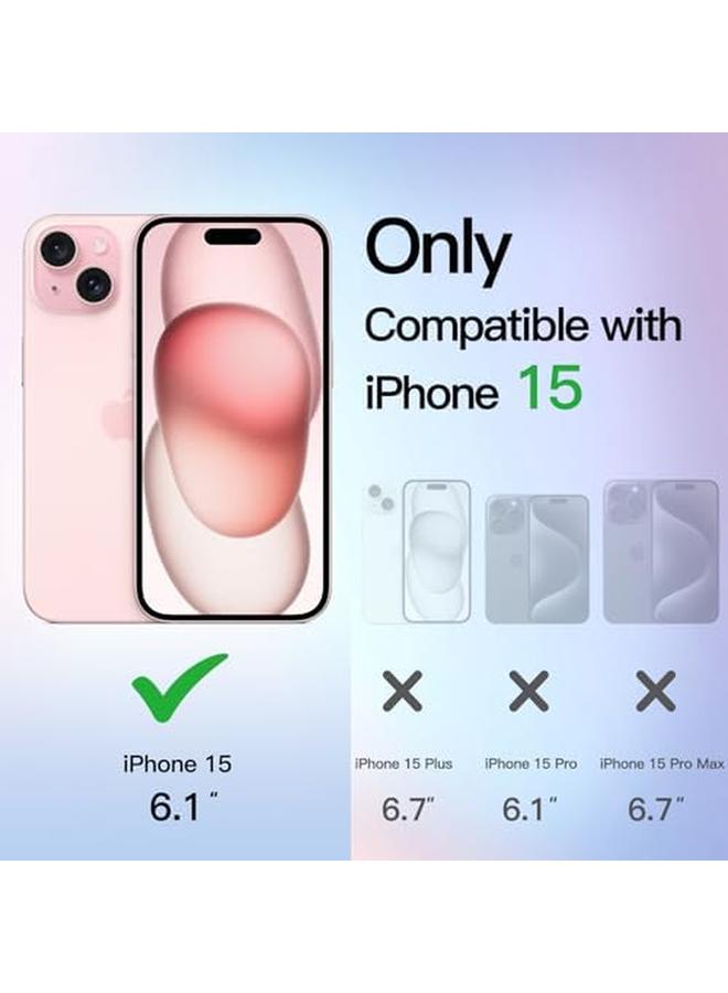 جي تيك جراب لامع لهاتف آيفون 15 مقاس 6.1 بوصة، غطاء هاتف مقاوم للصدمات لامع لامع لطيف للنساء والفتيات شفاف - Image 2