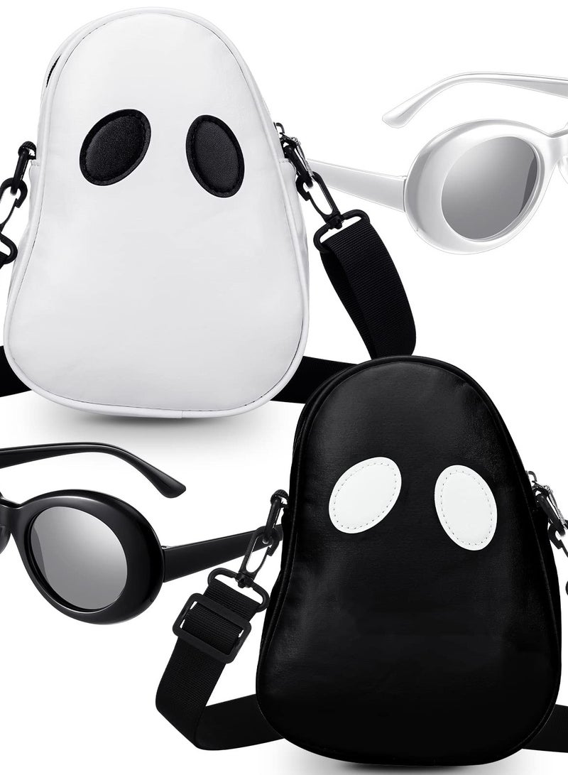 Excefore 4 Set Ghost Crossbody Bag with Eyeglasses, Cute Ghost Purse for Women and Men, Halloween Novelty Purse with Adjustable Strap, Funny Devil Shoulder Bag and Phone Bag - Image 1