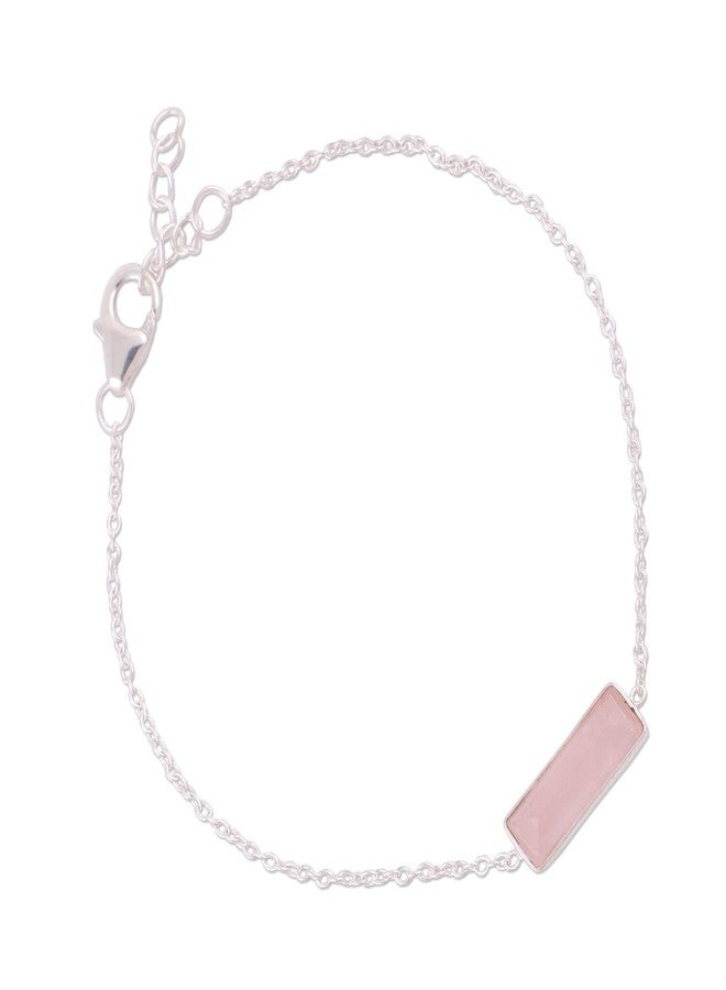 NOVICA Artisan Handmade Rose Quartz Pendant Bracelet 925 Silver from India Sterling Pink Birthstone [7.25 in min L x 8 in max L x 0.2 in W 1 mm W Pendant(s) 6.25 in L x 2.4 in W x 0.1 in D] ' - Image 3