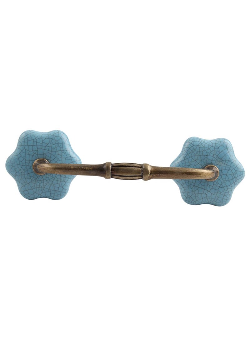 Indian-Shelf IndianShelf 1 Pack Turquoise Decorative Drawer Pulls Unique Cabinet Handles for Door Dresser Antique Hardware 6 Hole to Hole BH54 CRACK171 