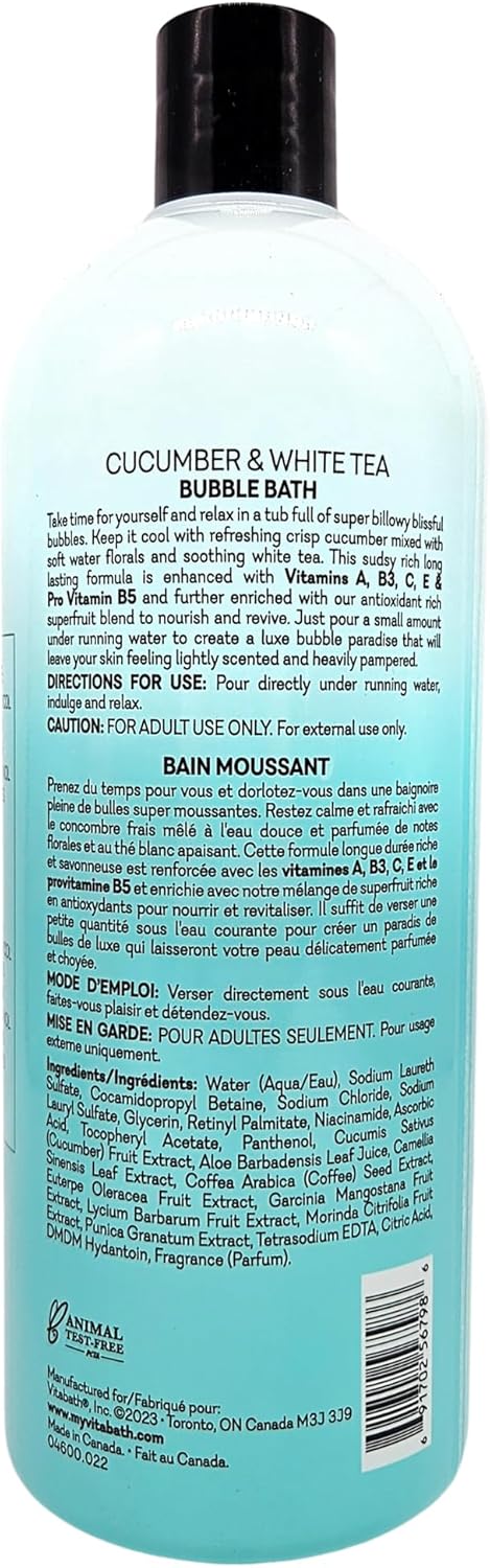 Vitabath Cucumber White Tea Bubble Bath Rich Foaming Bubbly Soak Relaxing Aromatherapy Moisturizing Nourishing Indulgent Suds for Women Men All Skin Types 338 fl oz - Image 5