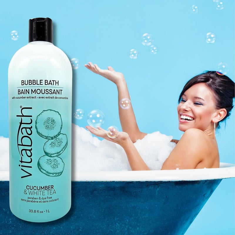 Vitabath Cucumber White Tea Bubble Bath Rich Foaming Bubbly Soak Relaxing Aromatherapy Moisturizing Nourishing Indulgent Suds for Women Men All Skin Types 338 fl oz - Image 3
