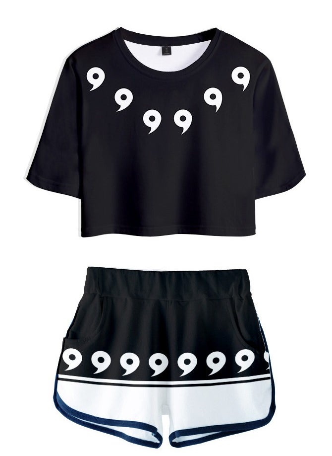 KUYING New Naruto Crop Top Short T Shorts Set  - Image 1