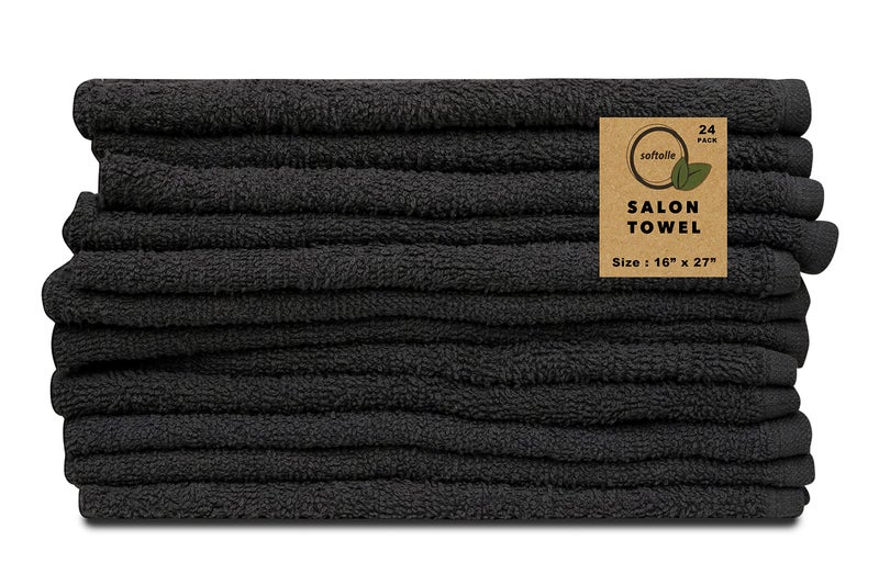 Softolle Softolle 100% Cotton Ring Spun Salon Towels- Pack of 24 (16  x 27 ) - Bulk Pack of Hand Towels - Not Bleach Proof - Used As Spa Towels  Hair Towel  Facial Towels  Gym Towel & Hand Towel (Grey)  - Image 3