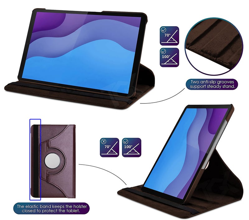 TGK Rotating Cover for Lenovo Tab M10 HD 2nd Gen TB-X306X / Smart Tab M10 HD 2nd Gen TB-X306F (Brown) 360 Degree Leather Smart Rotary Swivel Stand Case - Image 4