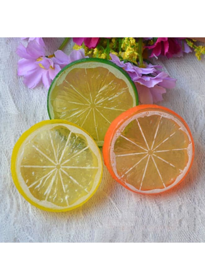 Description Lemon Charms Slices Mini Simulation Fruit Model Flatbacks Buttons Polymer Clay Beads for Fairy Garden Hair Accessories DIY Scrapbooking Phone Case Jewelry MakingFeatures- Color: Yellow.- Size: About 5 x 5 x 0.9cm.- Material: Plastic.age Including 10 x lemon slices - Image 4