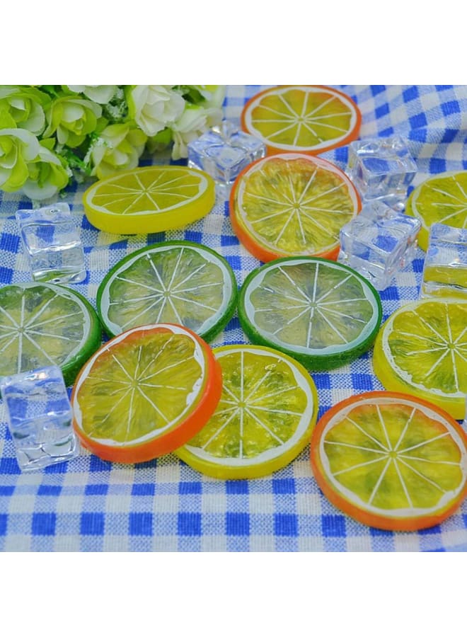 Description Lemon Charms Slices Mini Simulation Fruit Model Flatbacks Buttons Polymer Clay Beads for Fairy Garden Hair Accessories DIY Scrapbooking Phone Case Jewelry MakingFeatures- Color: Yellow.- Size: About 5 x 5 x 0.9cm.- Material: Plastic.age Including 10 x lemon slices - Image 2