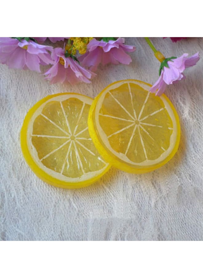 Description Lemon Charms Slices Mini Simulation Fruit Model Flatbacks Buttons Polymer Clay Beads for Fairy Garden Hair Accessories DIY Scrapbooking Phone Case Jewelry MakingFeatures- Color: Yellow.- Size: About 5 x 5 x 0.9cm.- Material: Plastic.age Including 10 x lemon slices - Image 3