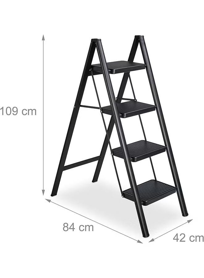 Cady One Portable folding 4 step ladder with extra wide anti-slip heavy duty steel pedal with hand grip - Image 2
