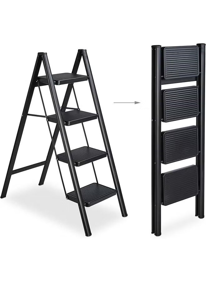 Cady One Portable folding 4 step ladder with extra wide anti-slip heavy duty steel pedal with hand grip - Image 1