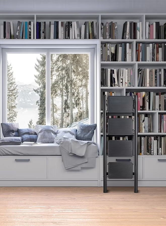 Cady One Portable folding 4 step ladder with extra wide anti-slip heavy duty steel pedal with hand grip - Image 3